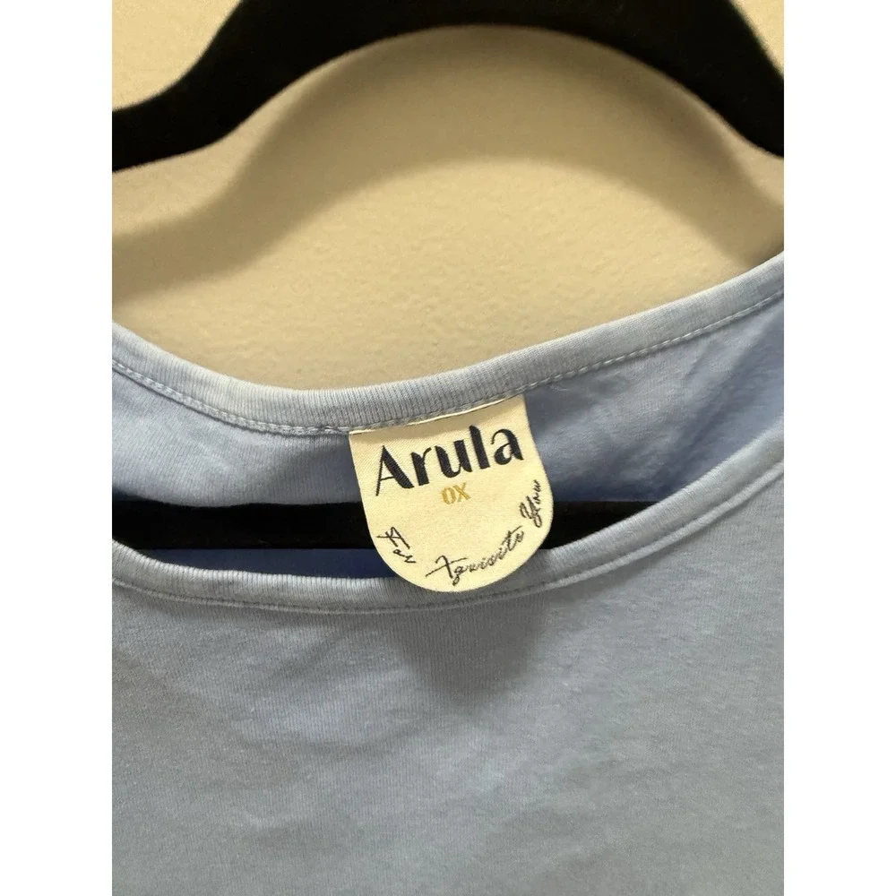 Arula Blue Cropped Tee Shirt Women's Size 0X –‎ 100% Cotton - Picture 5 of 8